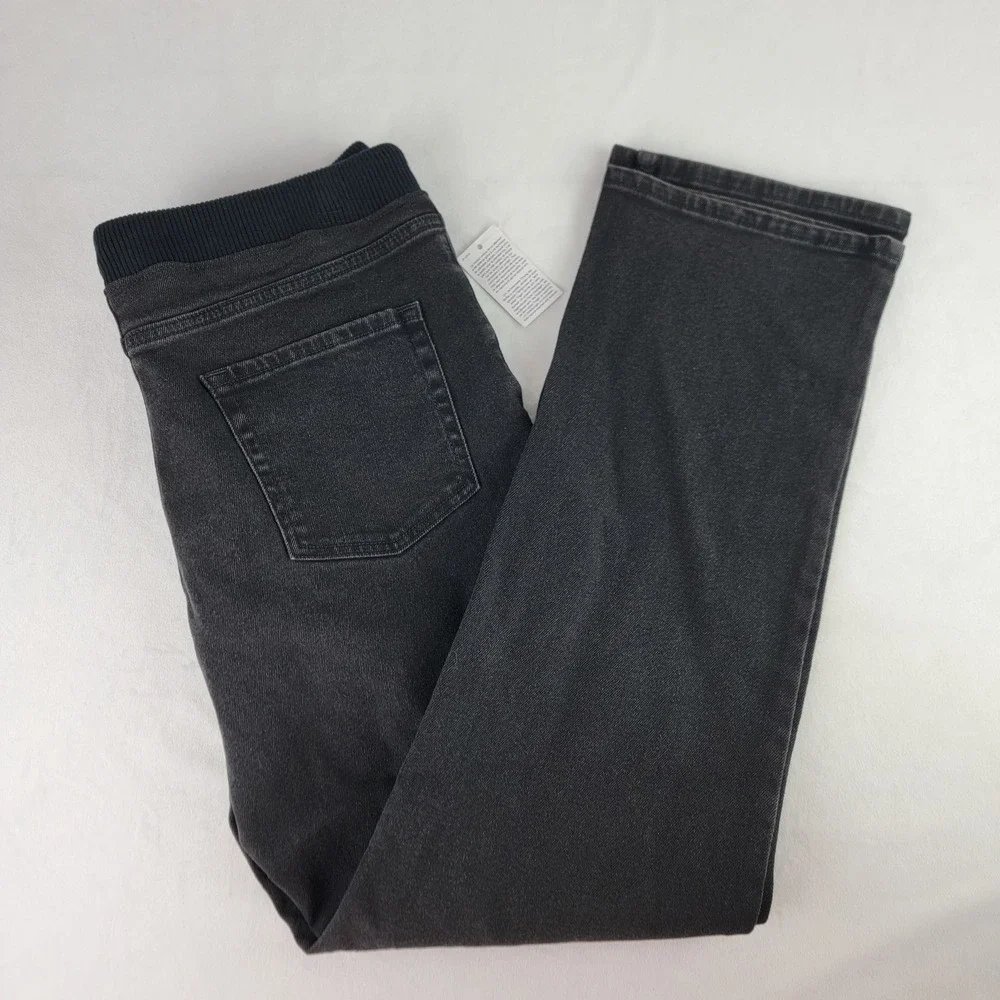 Lands End Boys Jogger Jeans XL 14 16 Dark Wash Comfort Waist Stretch Black Denim
